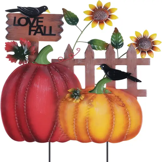 Fall Garden Stakes with Pumpkins {1}