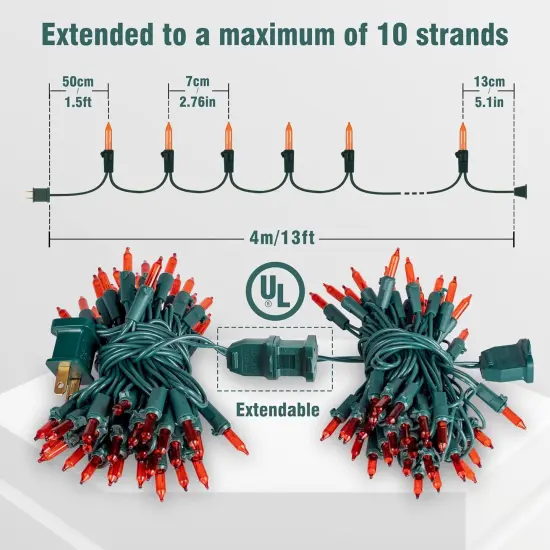2 Pack Mini Orange Halloween String Lights - 13FT, 50 LED {4}
