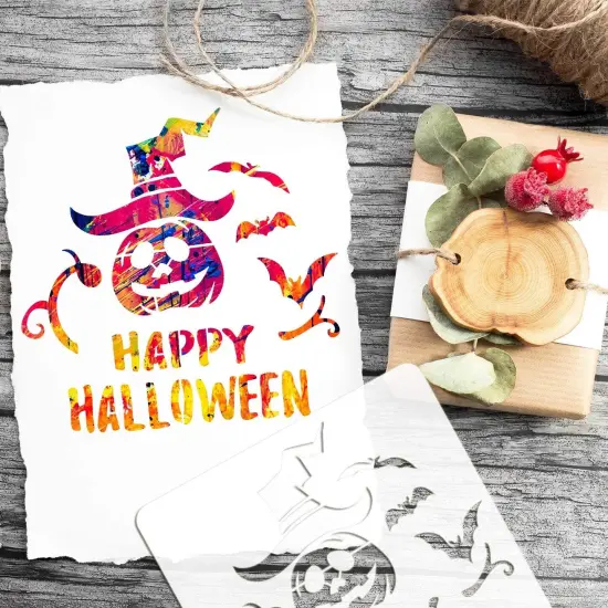 12 Pieces Halloween Stencils - 7.9 Inches (Reusable) {3}