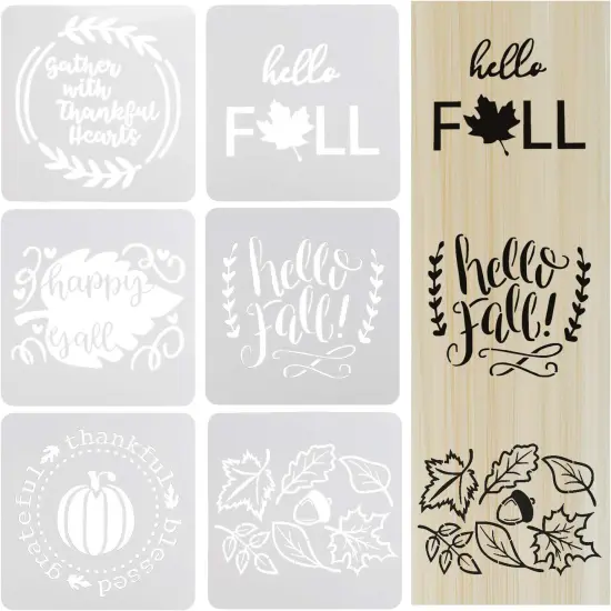 6Pcs Fall Thanksgiving Stencils for Painting on Wood,12 x 12Inch {1}