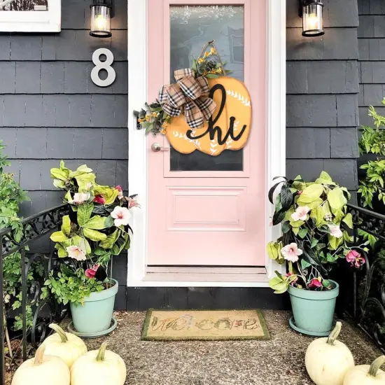 Fall Harvest Pumpkin Wreath for Front Door {4}