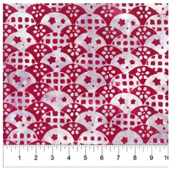 Banyan 83015-23 - VINTAGE SPIRIT CLAMSHELL STARS - Raspberry 45" Fabric Per Yard {1}