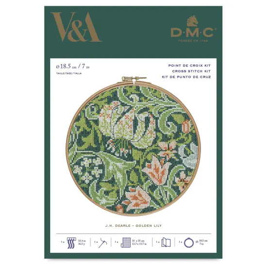 DMC The Museum Collection Cross Stitch Kit - &ldquo;Golden Lily&rdquo; by J.H. Dearle, V&A {1}
