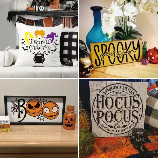Halloween Stencils for Painting on Wood, Round Reusable Large (12 Welcome) {4}
