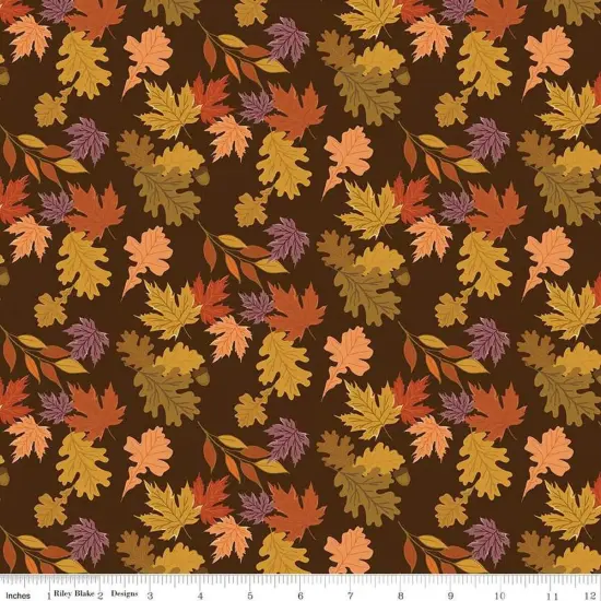 The Awe of Autumn Leaves Brown 43"/44" Fabric Per Yard {1}