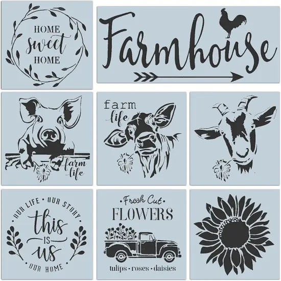 Farmhouse Stencils Farm Theme Reusable Stencils for Painting {1}