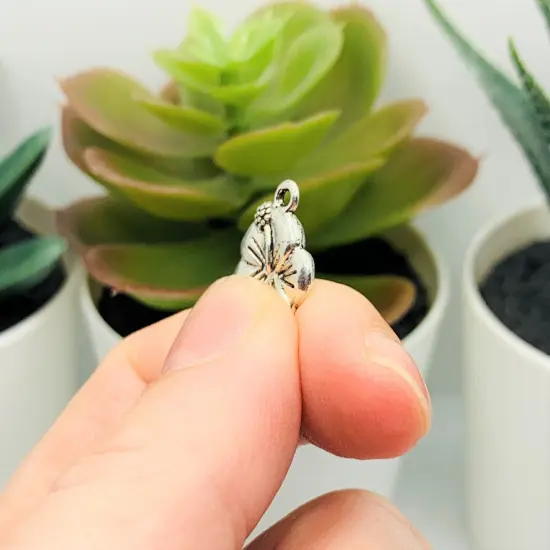 Silver Hibiscus Hawaiian Flower Charms, 16x13mm {4}