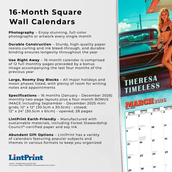 Hot Chicks Cold Steel | 2026 12 x 24 Inch (Hanging) Monthly Square Wall Calendar {6}