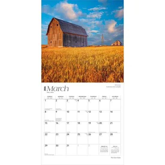 The Gem State | Idaho Places | 2026 12 x 24 Inch (Hanging) Monthly Square Wall Calendar | Plastic-Free {3}