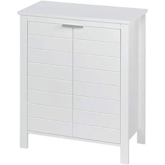 MDF Freestanding 2-Door Bathroom Linen Cabinet with Shelves White {7}