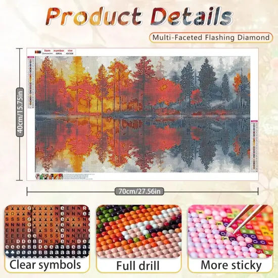 5D Lake & Forest Reflection Diamond Painting Kits - 27.5x15.7 Inch {2}