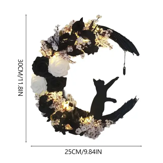 Halloween Moon Cat Wreaths for Front Door {3}