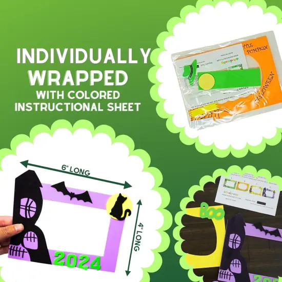 4E&rsquo;s Novelty Halloween Picture Frame Craft Kit for Kids &ndash; 2024 Dated DIY Foam Craft Set, Makes 12 Self-Adhesive 4x6 Photo Frames, Mess-Free Fall Activity for Classroom, Parties, Arts & Crafts at Home {6}