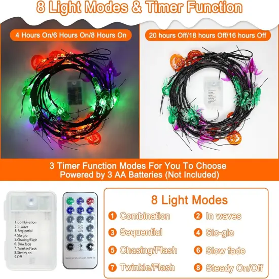 [Timer] Lights 6 FT 54 LED Halloween Decor {4}