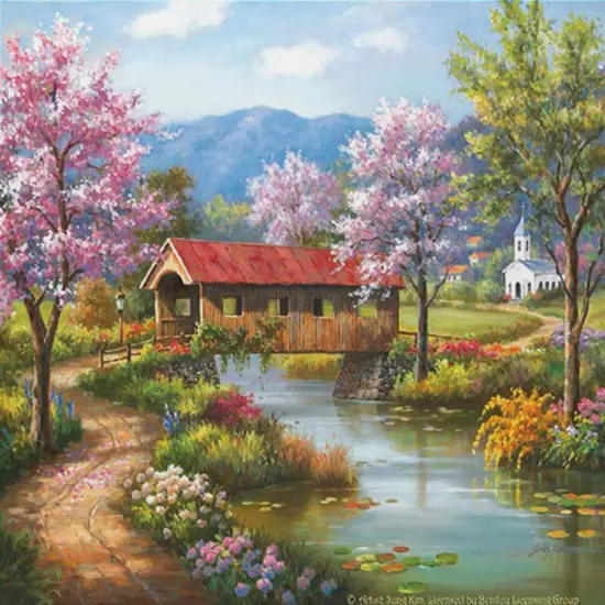 Sunsout Covered Bridge in Spring 300 pc Jigsaw Puzzle 36604 {1}