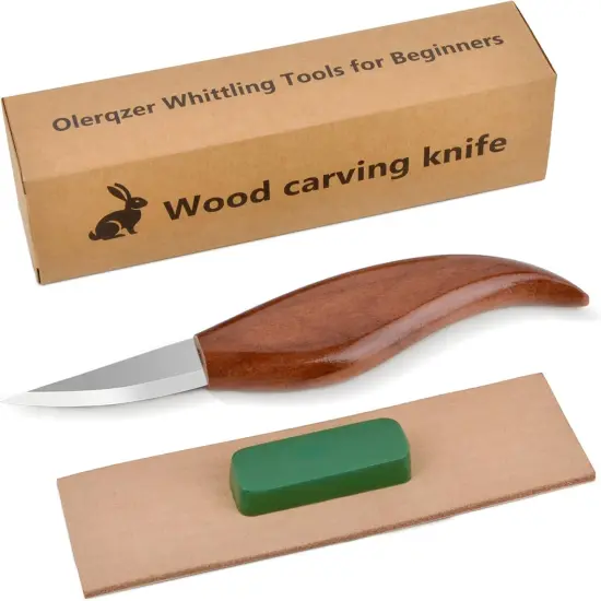 Wood Carving Knife With Leather Strop and Polishing Compound {1}
