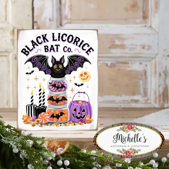 Black Licorice Bat Co Halloween Sign {3}