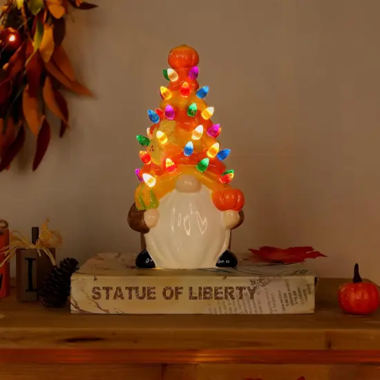 Lighted Fall Gnomes Ceramics Tree {3}