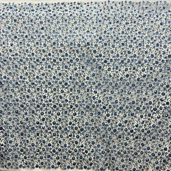 1 Yard Beaded and Sequined Lace Fabric Embroidered Net Mesh 54" Width Peach {5}