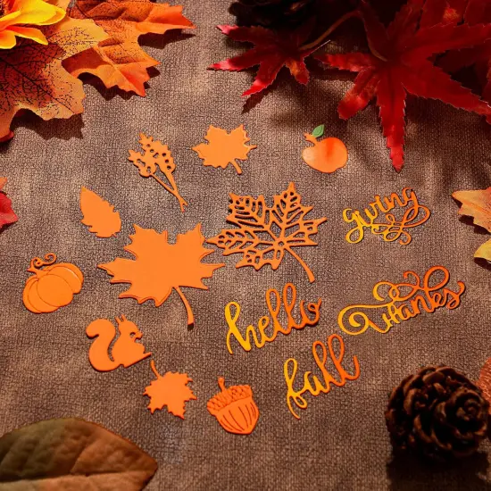 12 Pieces Thanksgiving Metal Cutting Dies Maple Leaf Metal Die Cuts {4}