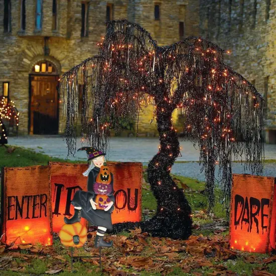 Halloween Decorations Outdoor, Metal Decorative Garden Stakes (Witch) {4}