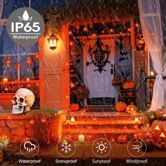 Orange Solar Halloween String Lights 39.4ft {2}