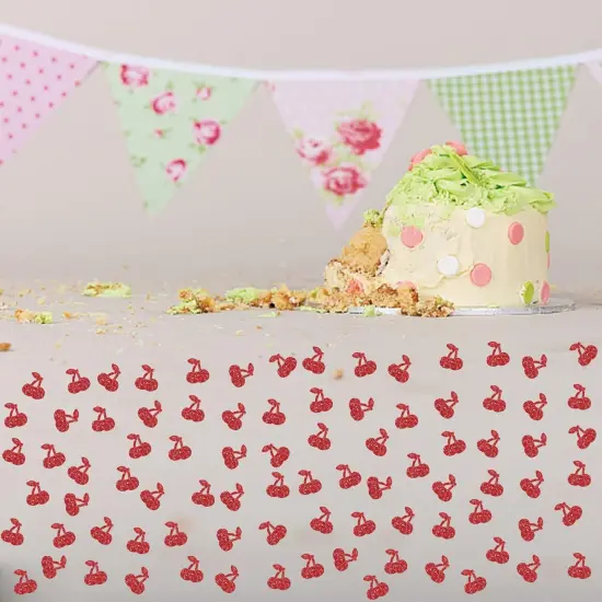 100pcs Cherry Confetti, Red Glitter Cherry Fruit Confetti {6}