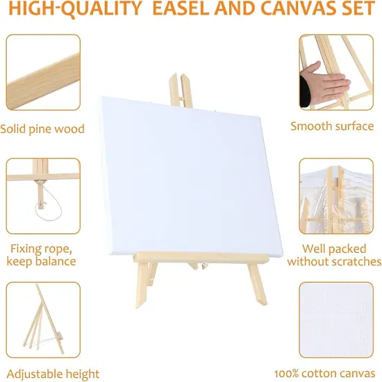 58 Pcs Canvas Painting Supplies Kit with Easels for Adults&Kids {2}