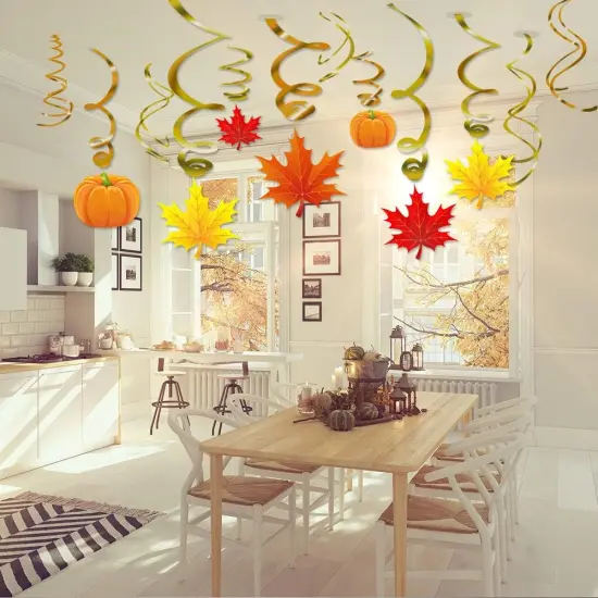 36 Pack Autumn Thanksgiving Hanging Swirls Decorations {2}