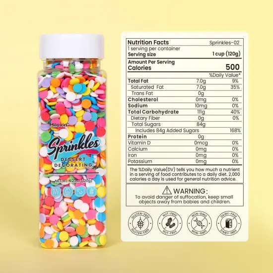 Edible Confetti Sprinkles for Cake Decorating - Round Rainbow {3}