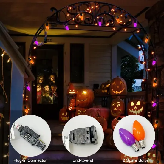 25FT Orange Purple C7 LED Halloween String Lights Outdoor {4}