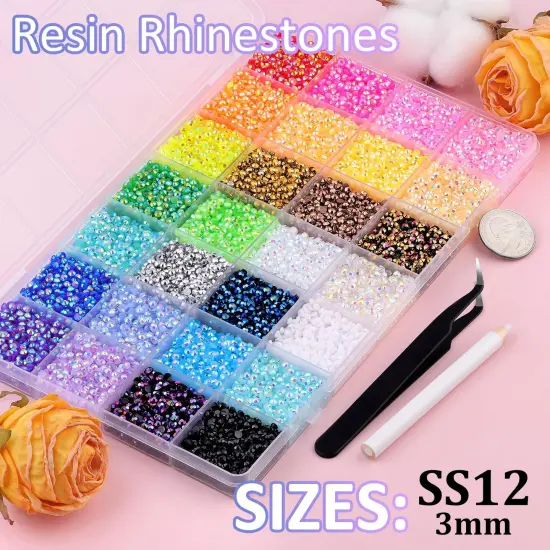 30000Pcs 3mm Resin Rhinestones with Tweezers and 3Pcs 10ml B7000 Glue {2}
