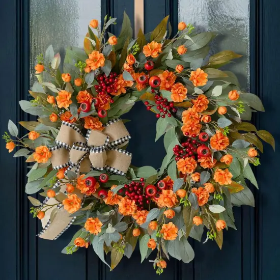 Artificial Fall Wreaths - Autumn Wreath with Large Red Berries {3}