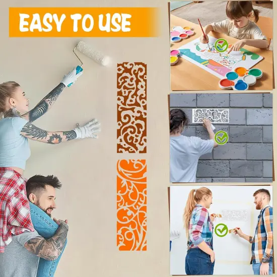 18 Pcs Large Flower Border Stencils for Painting - 4" x 11.8 {4}