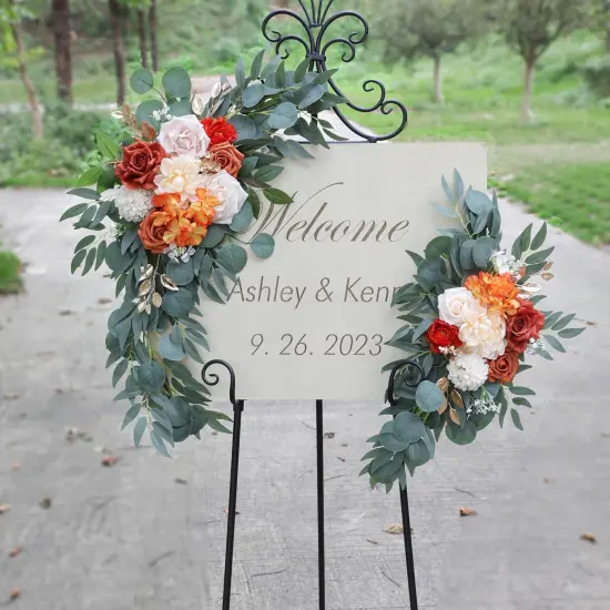 Pack of 2 Wedding Arch Flowers - Burnt Orange & Ivory {2}