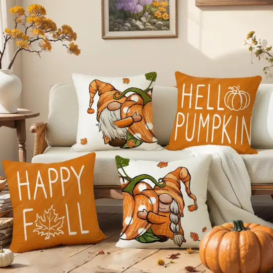 Fall Outdoor Gnomes Pillow Covers 18 x 18 {3}