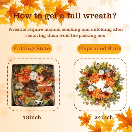 Autumn Wreath with Pumpkins, Peony, Sunflowers & Dahlias {4}