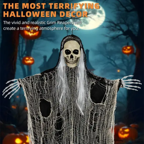 3PCS Scary Hanging Ghosts,Halloween Grim Reaper Skeleton {5}