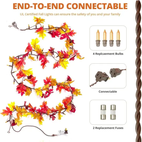 Fall Garland with Lights - 9.2Ft with 50 Incandescent Bulbs {4}