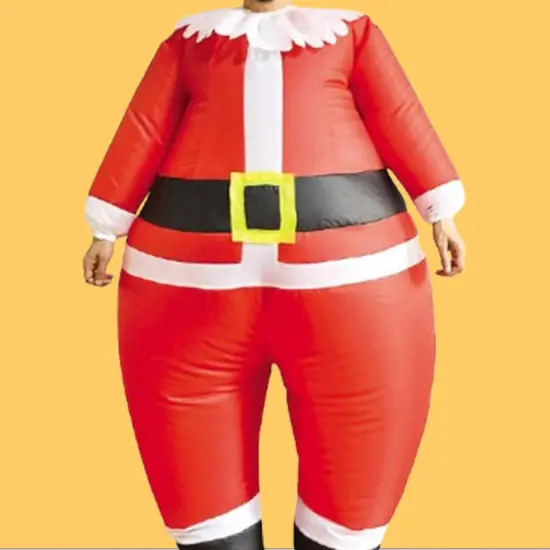 Inflatable Santa Adult Costume with Battery Operated Fan for Holiday Fun {3}