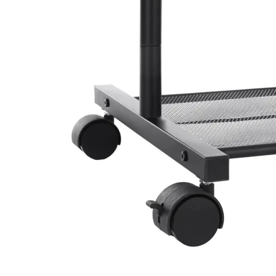 Black Steel Rolling Garment Rack with Mesh Shelf and Lockable Wheels for Clothes Storage and Organization {4}