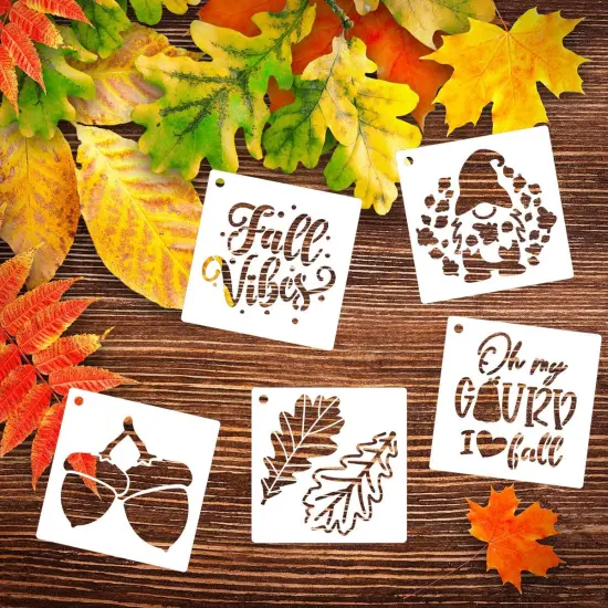 56pcs - Pumpkin Stencil Autumn Leaf ,3inch Fall Stencils for Painting on Wood {6}