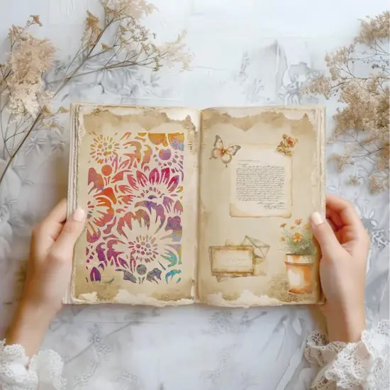 16 Pieces Stencils for Painting, Abstract Texture Mixed (Mixed16) {5}