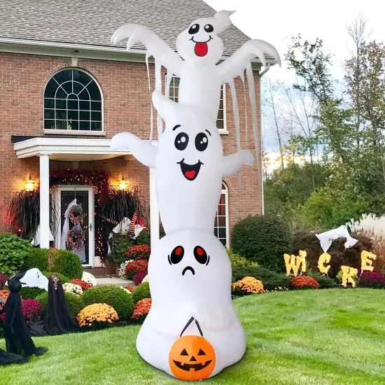9.8 FT High Halloween Inflatable Overlap Ghost Outdoor Decorations (Three Ghosts) {4}