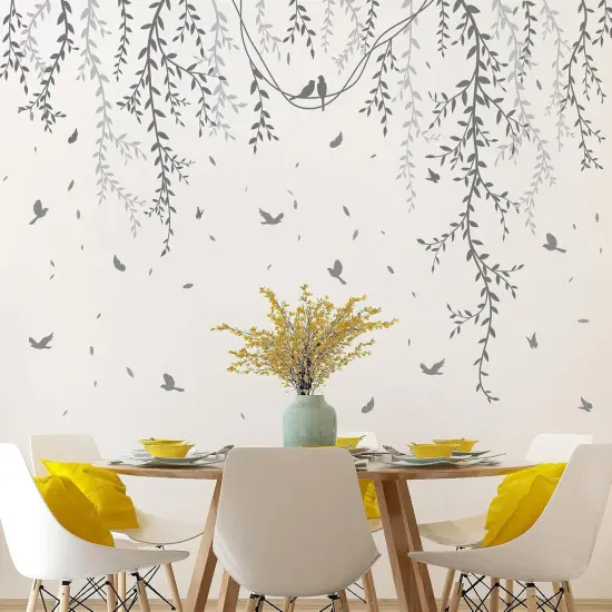 Hanging Willow Branch Wall Stickers - Grey {2}