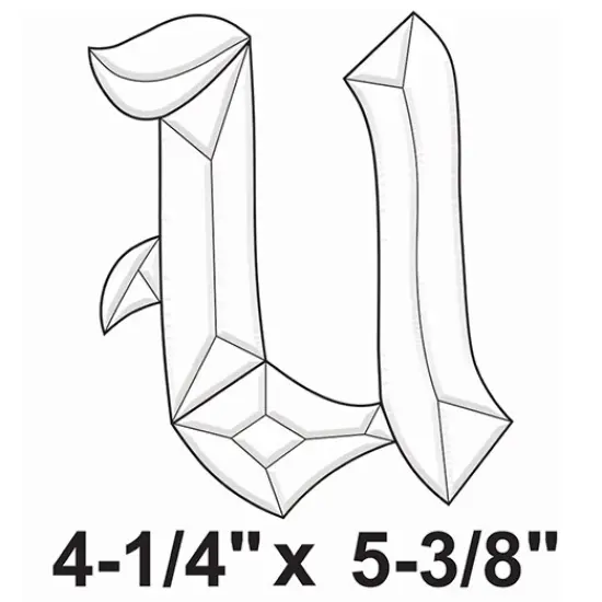4-1/4" x 5-3/8" Exquisite Clear Glass Letter U Bevel Cluster BLU {2}