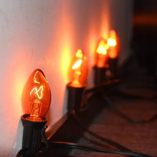 25Ft Outdoor Orange String Lights C7 Orange Halloween Lights {3}