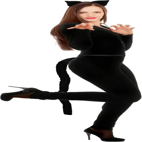 4E&rsquo;s Novelty 25" Adjustable Furry Black Cat Tail Costume &ndash; Bendable Faux Fur Tail for Adults & Kids, Cosplay, Halloween Dress-Up, Cat, Fox, Wolf, Raccoon, and Animal-Themed Costume Accessory {3}