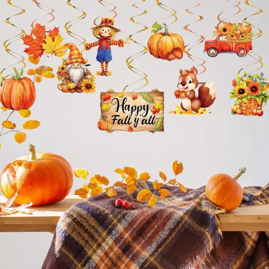 54 Pcs Fall Party Decorations - Hanging Swirls and Cutouts {5}