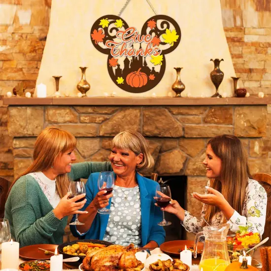 Fall Mouse Wooden Door Hanging Sign - Give Thanks {5}